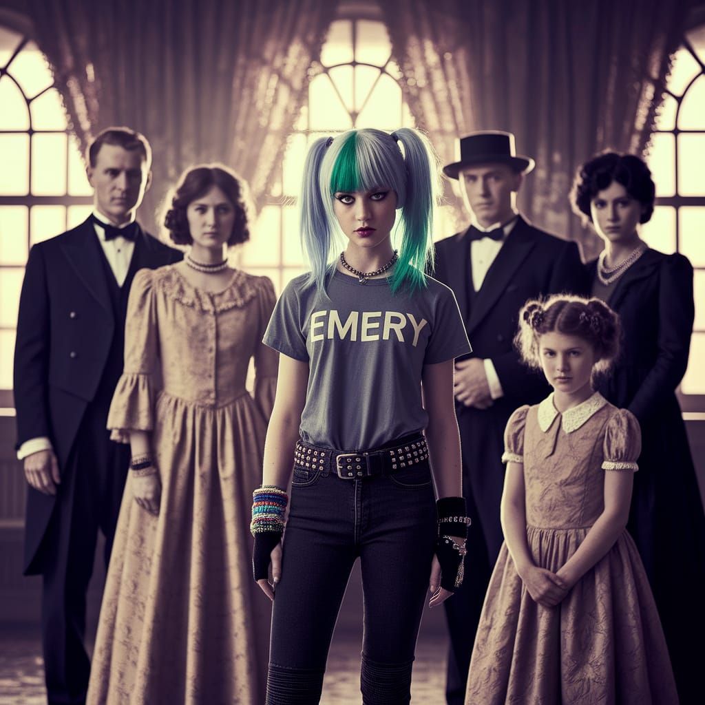 Emo Girl in Victorian Parlor, Pictorialism Style