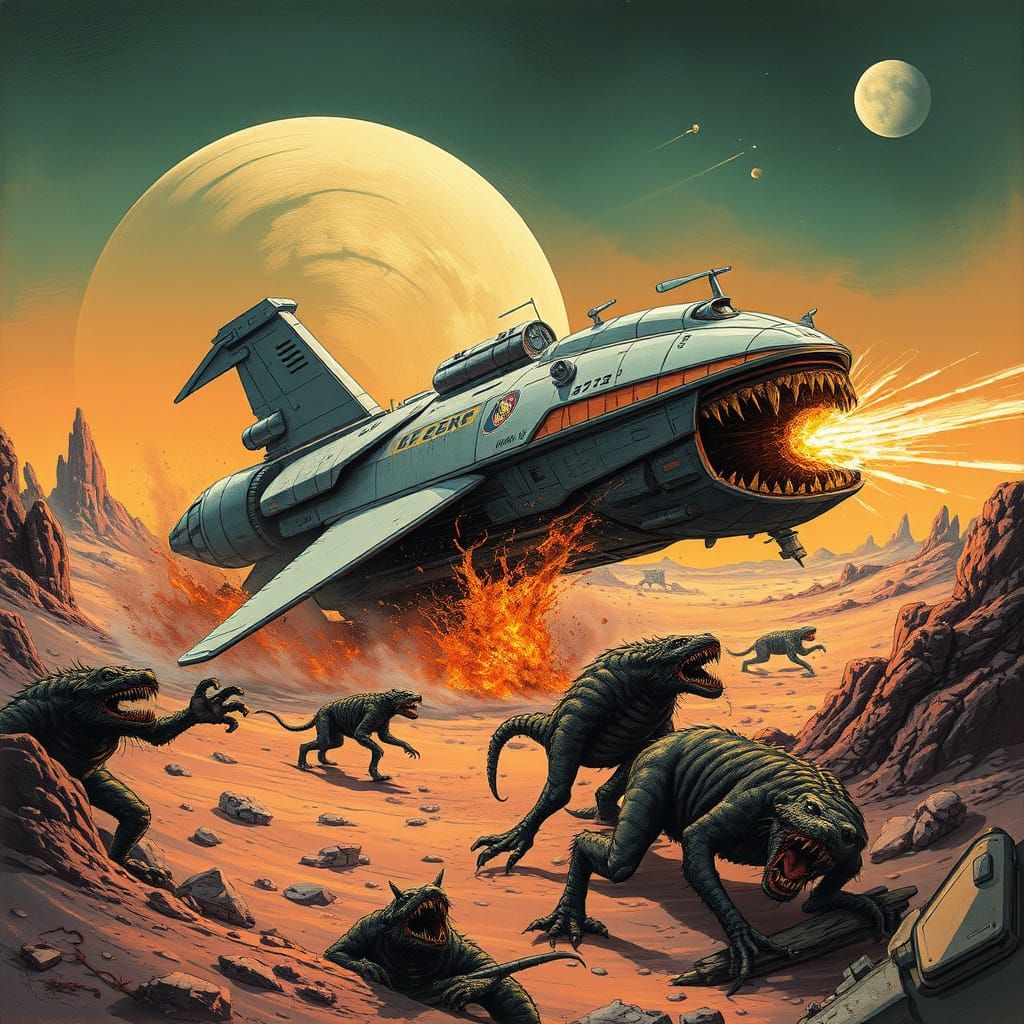 Sci-Fi Spaceship Crash on Alien Planet