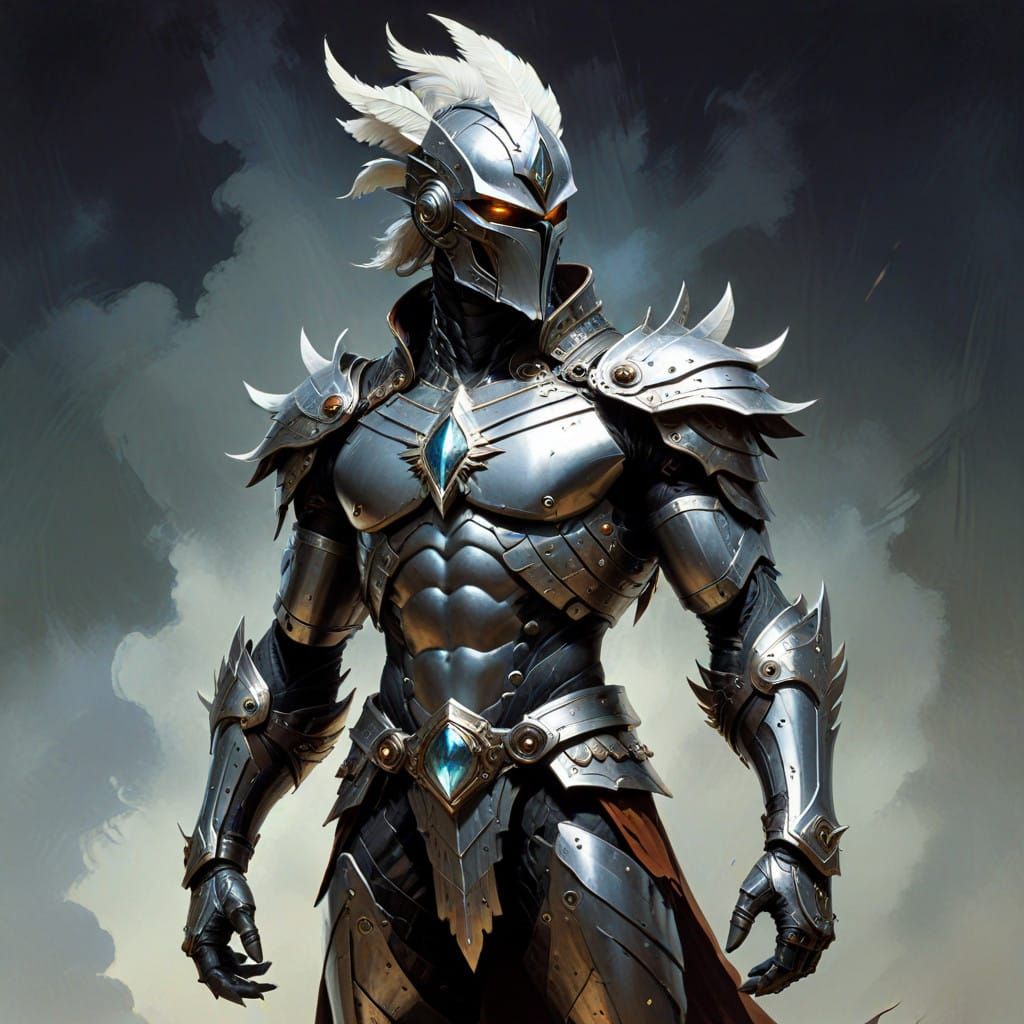 Avian Knight in Shimmering Armor