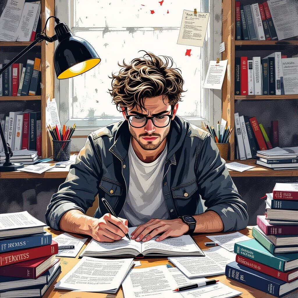 Frustrated Student's German Study Nightmare