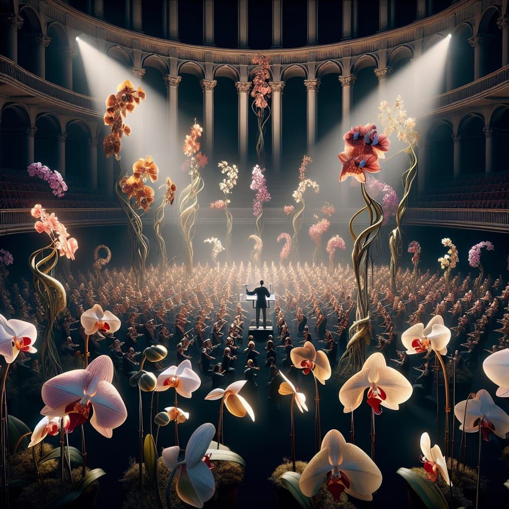 Orchid Orchestra Performing in Elegant Theatre, 8K