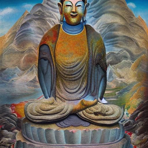 Ksitigarbha Bodhisattva Surrealism, Dali-esque Oil Painting