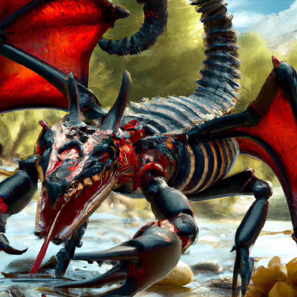 Hellish Black Scorpion and Red Dragon Hybrid