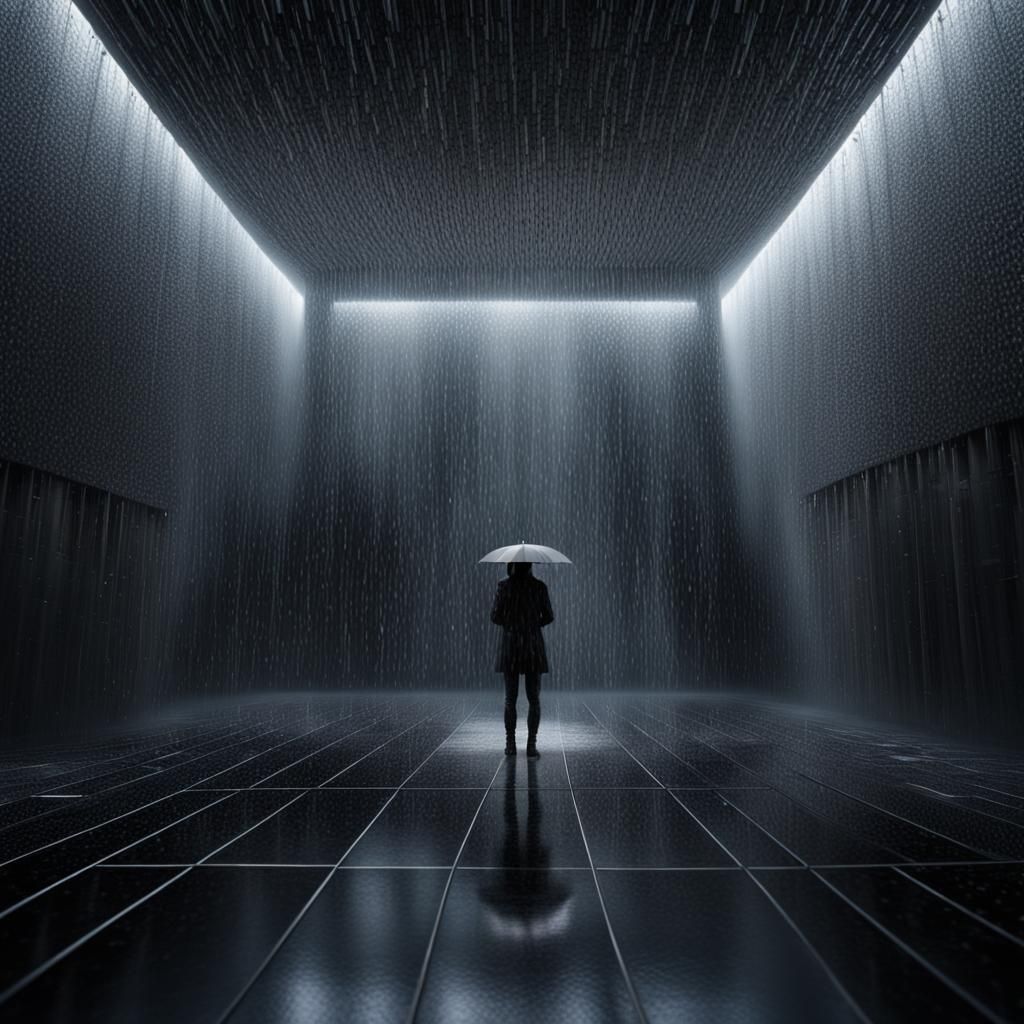 Hyperrealistic Fantasy Rain Room: Digital Matte Painting