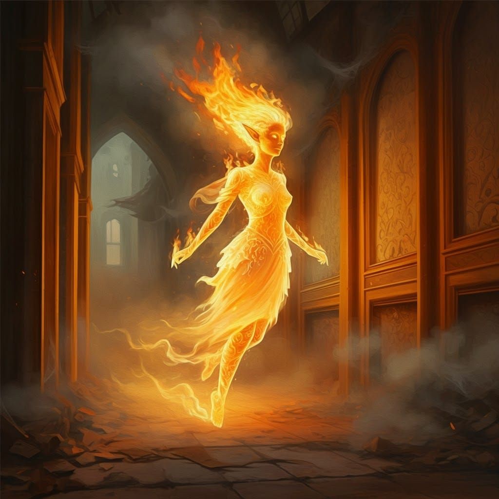 Ethereal Fire Elf in Abandoned Palace