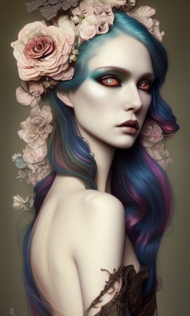 Ethereal Androgynous Priestess in Gothic Romantic Style