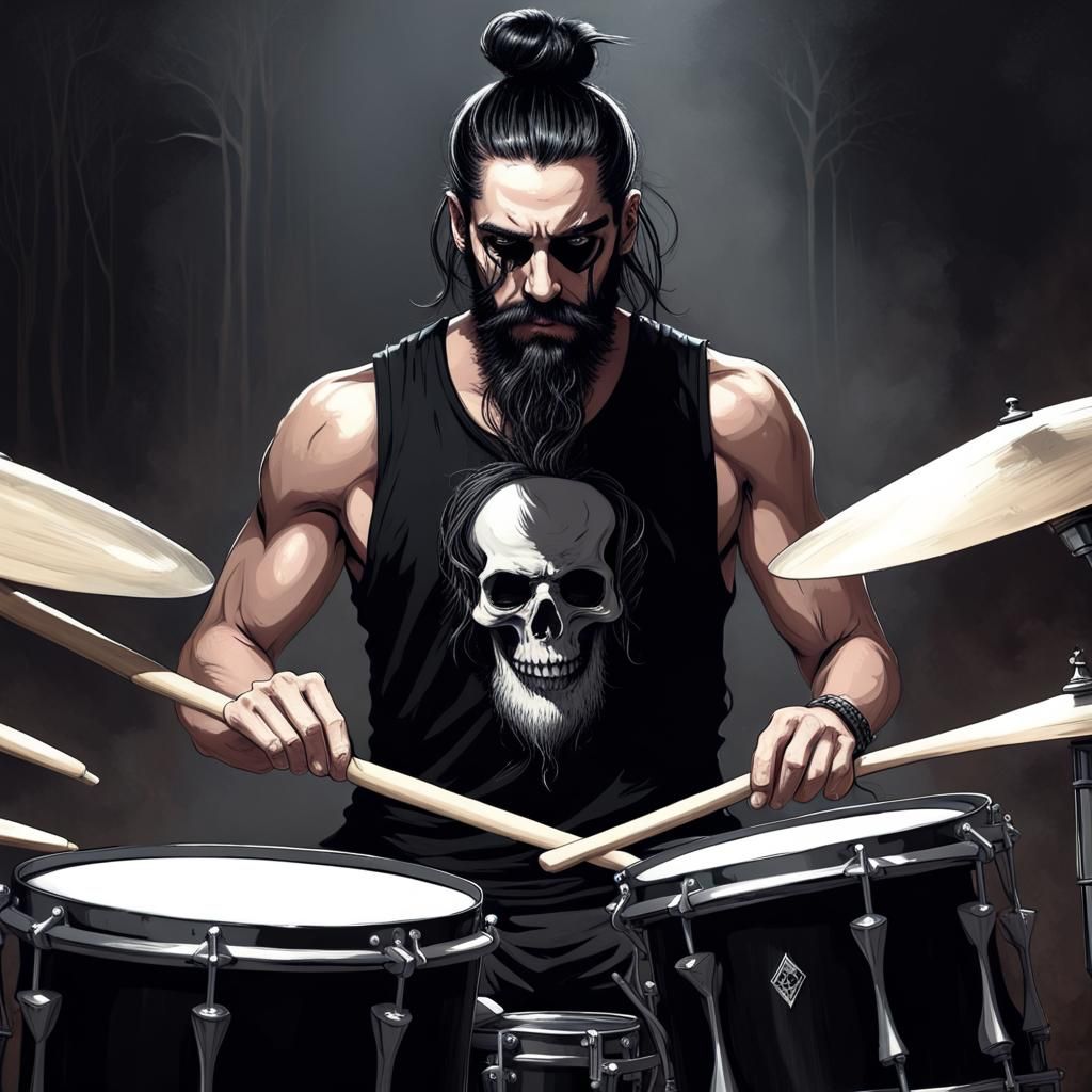 Goth Metal Drummer: A Doré-Rutkowski Horror Fusion