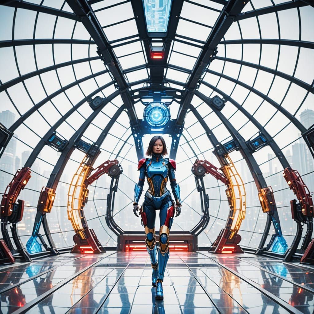 Cybernetic Fembot Scientists Tinker with Space-Time Portal