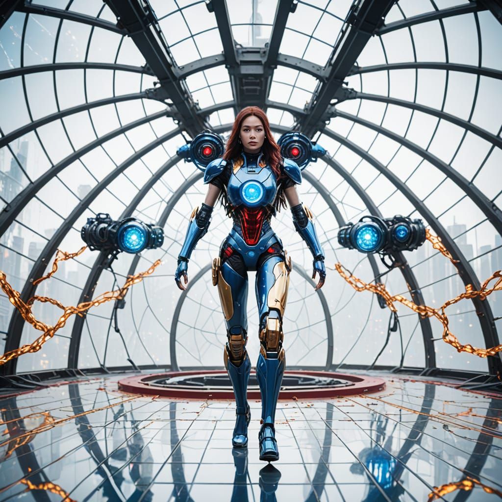 Cybernetic Fembot Engineers Optimize Space-Time Portal