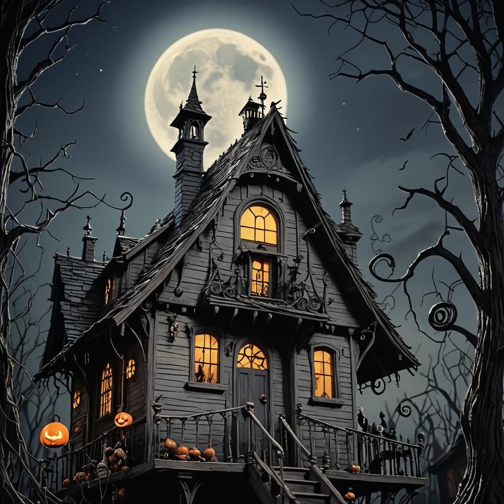 Nightmare Before Christmas Haunted House in Gothic Style