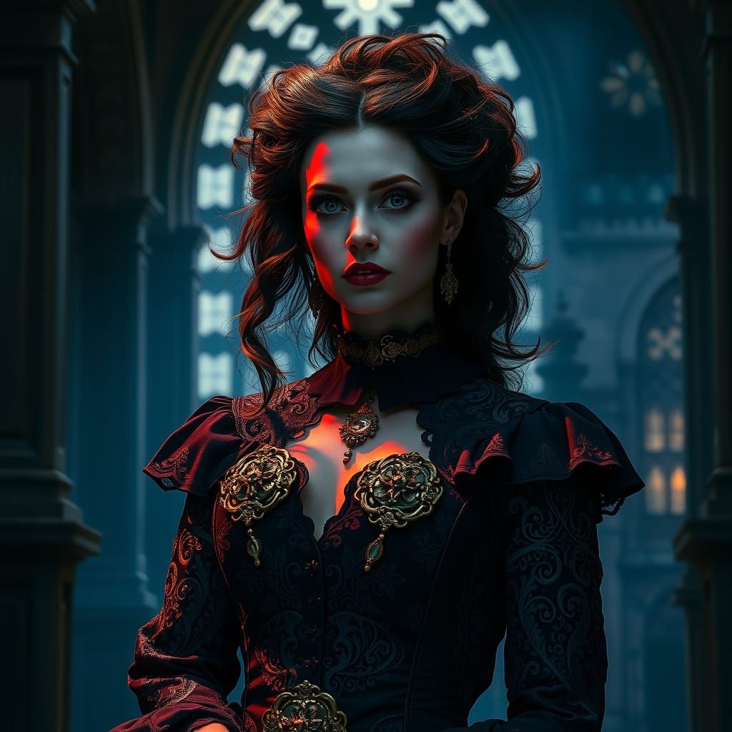Gothic Woman in Victorian Attire Portrait