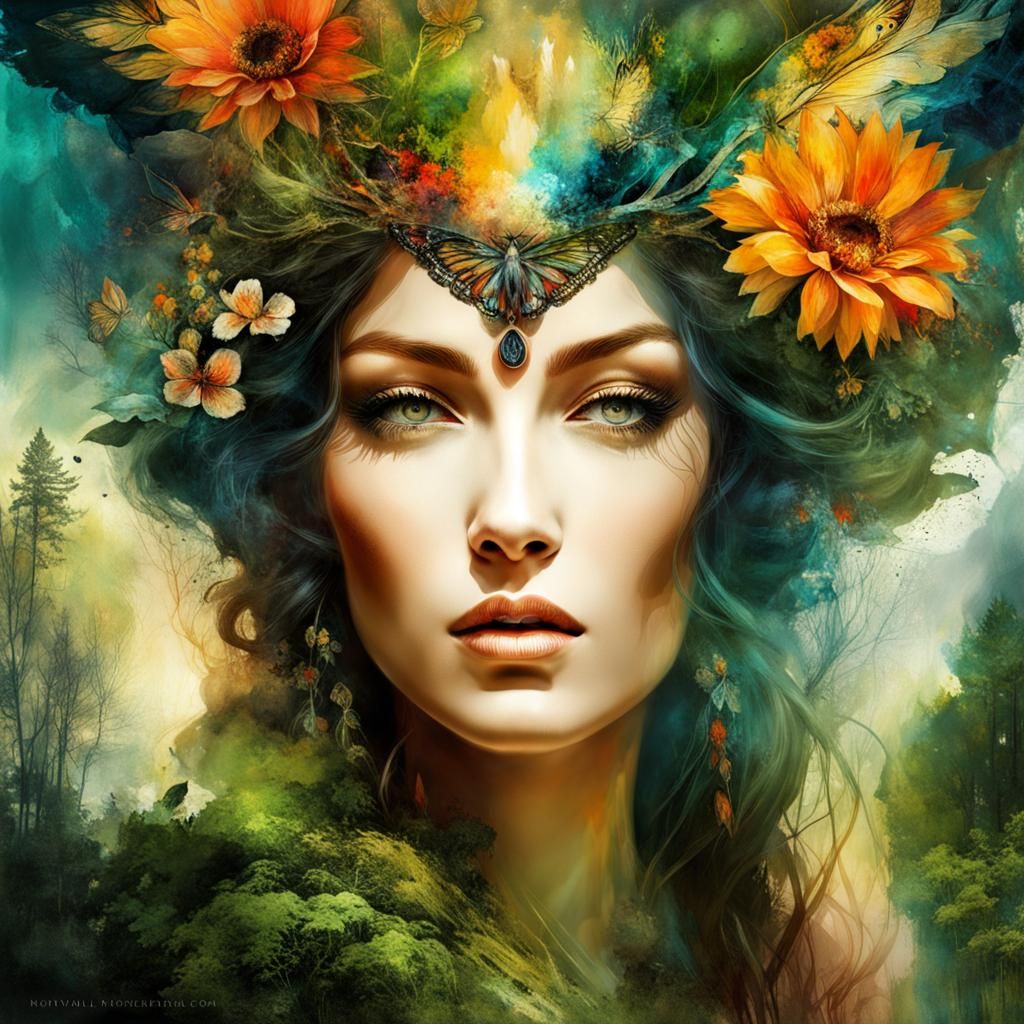 Mother Nature Double Exposure Digital Collage