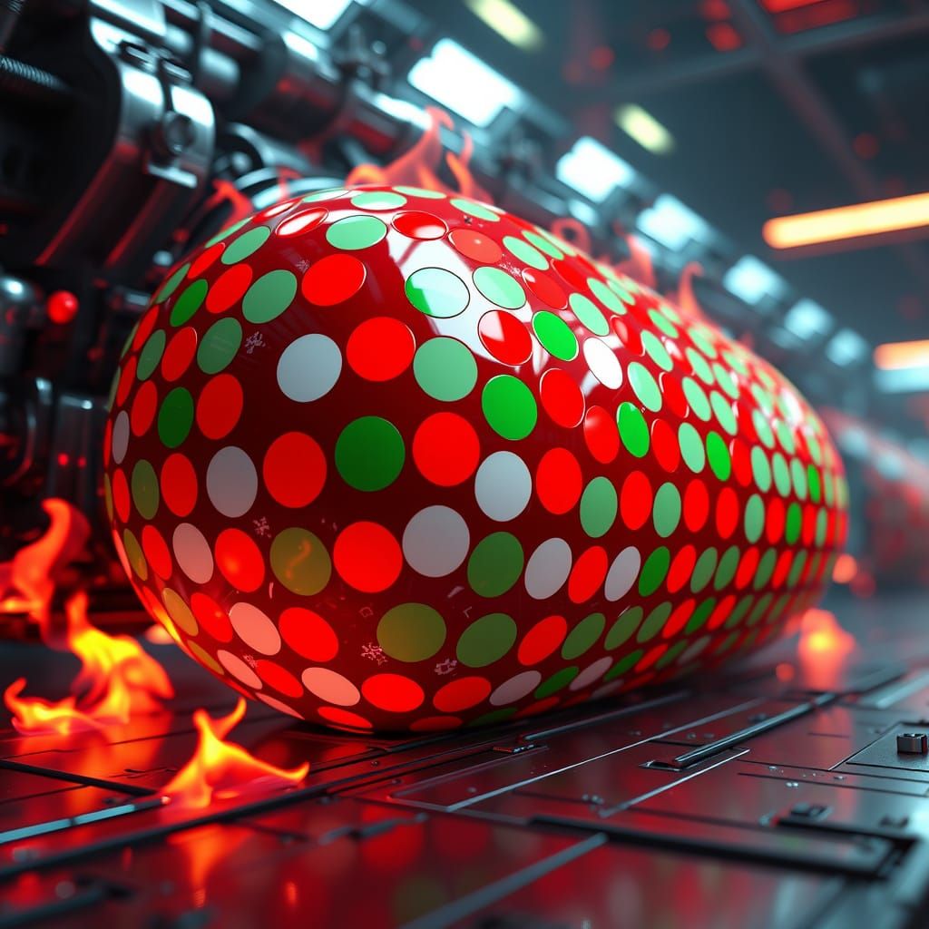 Polka Dot Flames in Futuristic Sci-Fi Mech Style