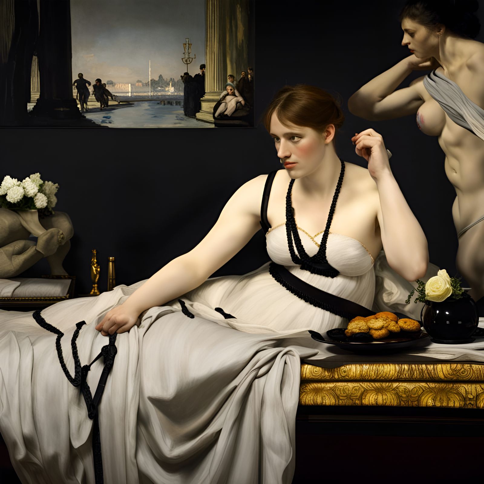 Manet's Olympia in Hyperrealistic Style