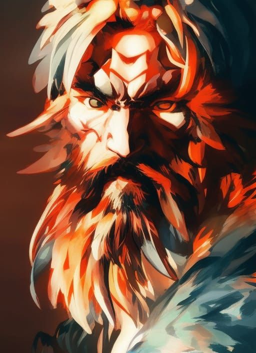 Wildfire Druid Portrait in Dark Fantasy Style