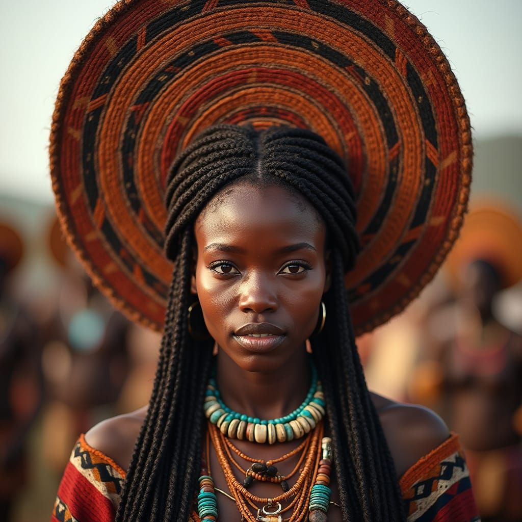 Zulu Woman Portrait with Traditional Isicholo Headpiece