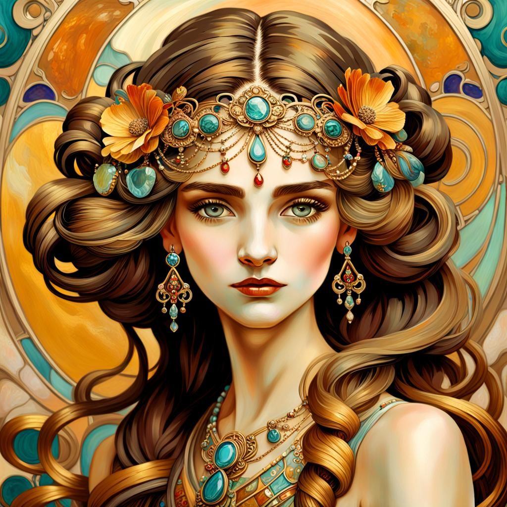 Elegant Art Nouveau Portrait of a Woman
