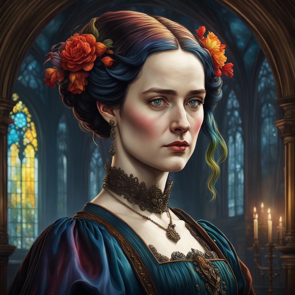 Vibrant Portrait in Art Nouveau Style