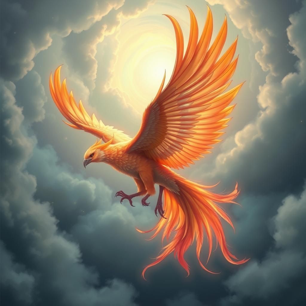 Mythical Phoenix Soaring Through Aurora Borealis