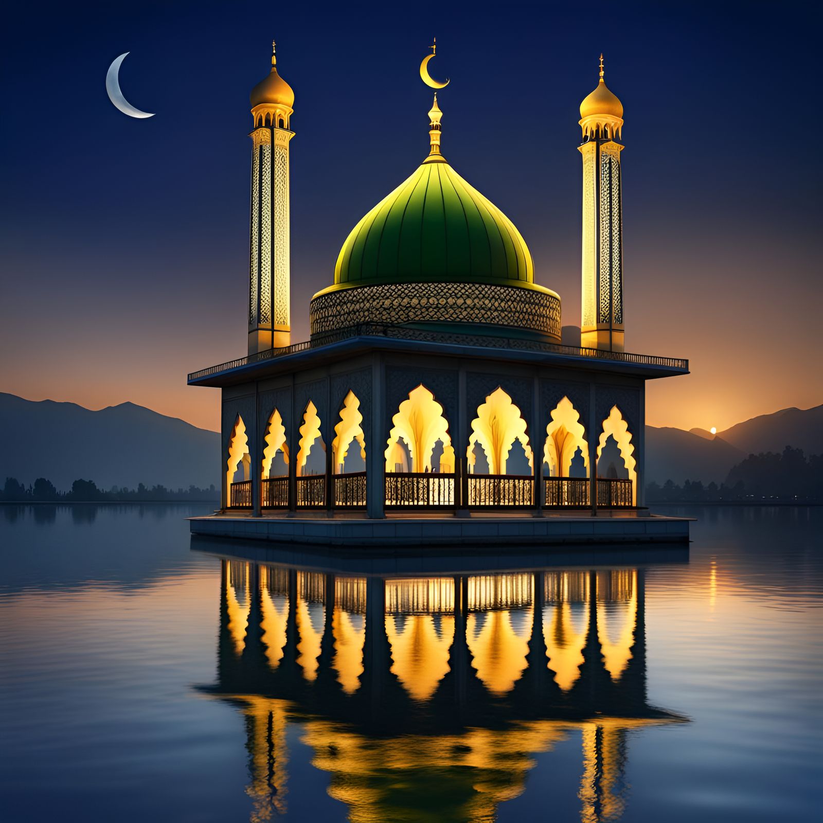 Hazratbal Shrine on Dal Lake: Digital Graffiti Art