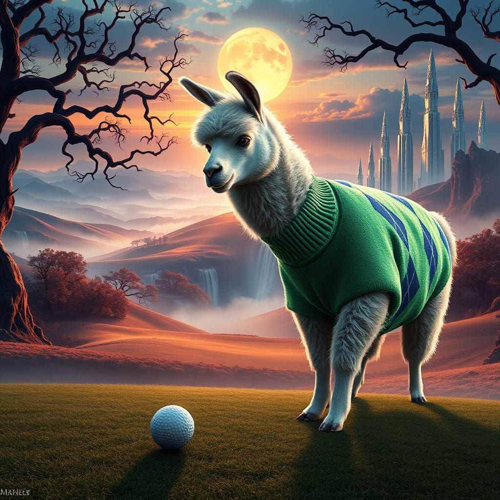 Llama Makes Game-Winning Golf Putt in Whimsical Fantasy Land...