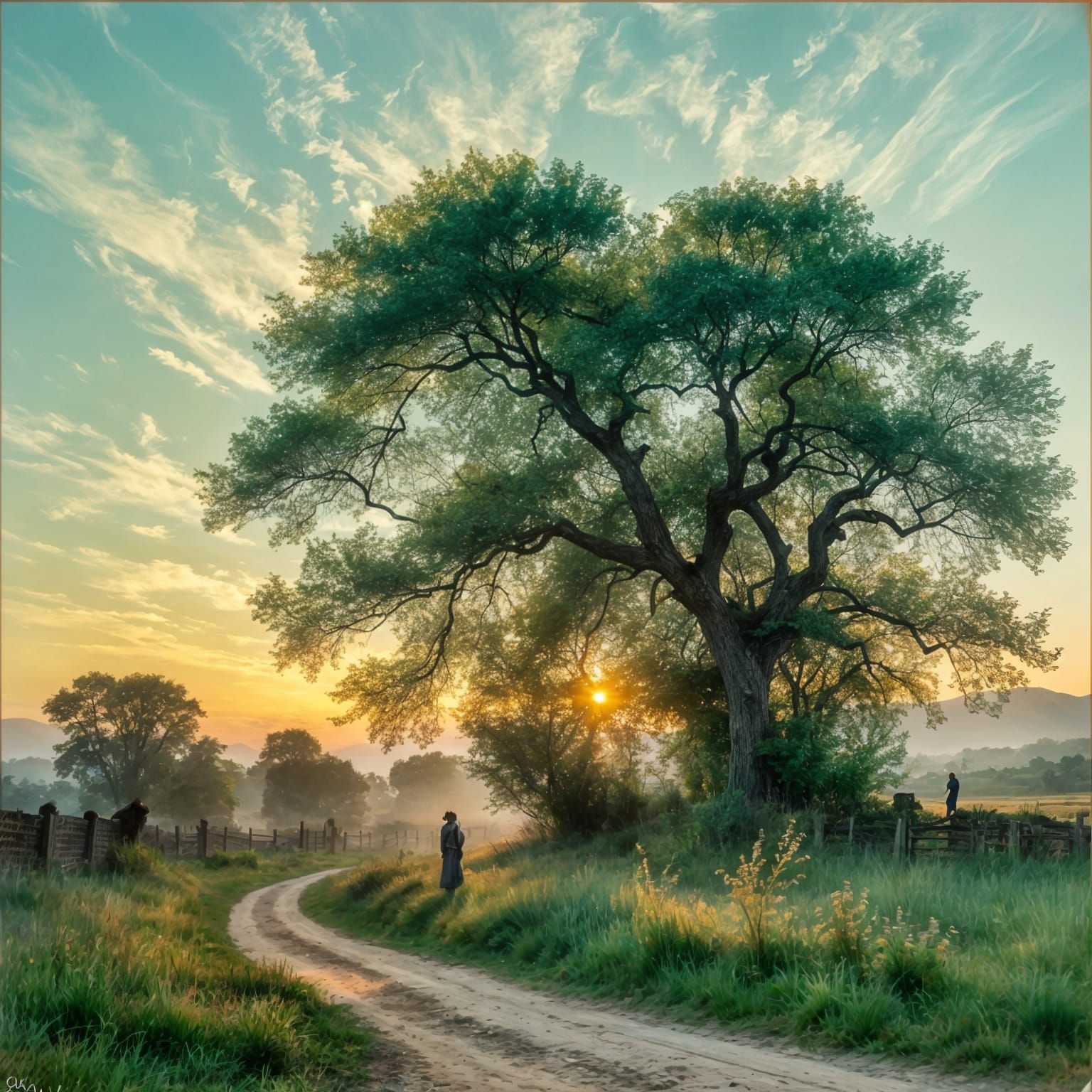 Sunset Landscape: Fading Warmth of Evening