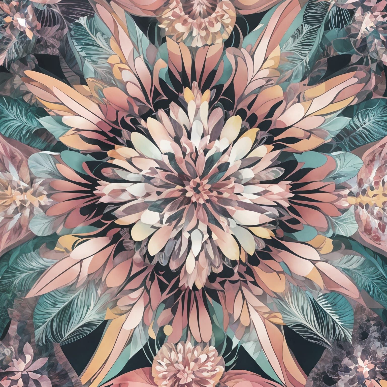 Surreal Fractal Bloom in Kaleidoscope Style