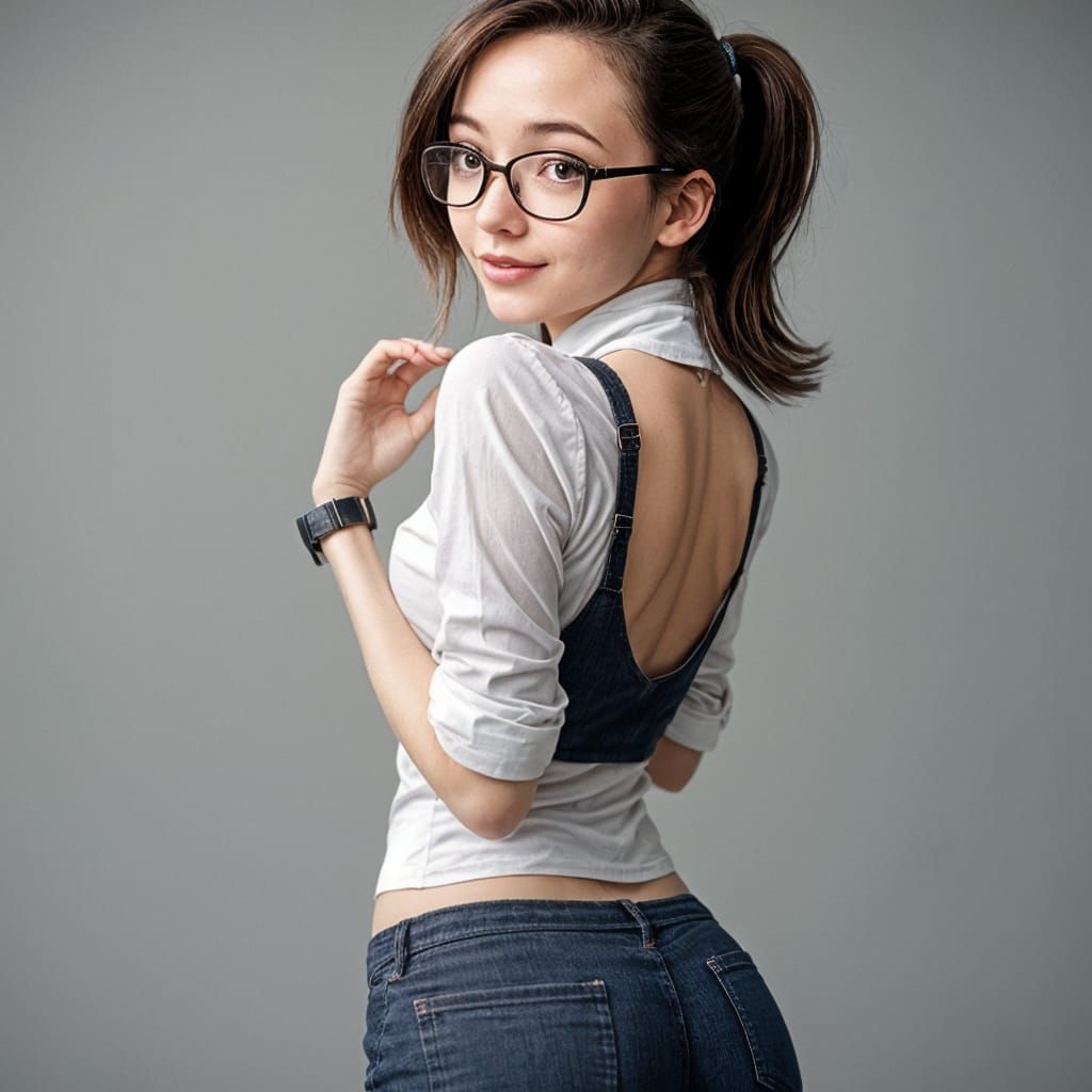 Adorable Girl in Glasses and Braces