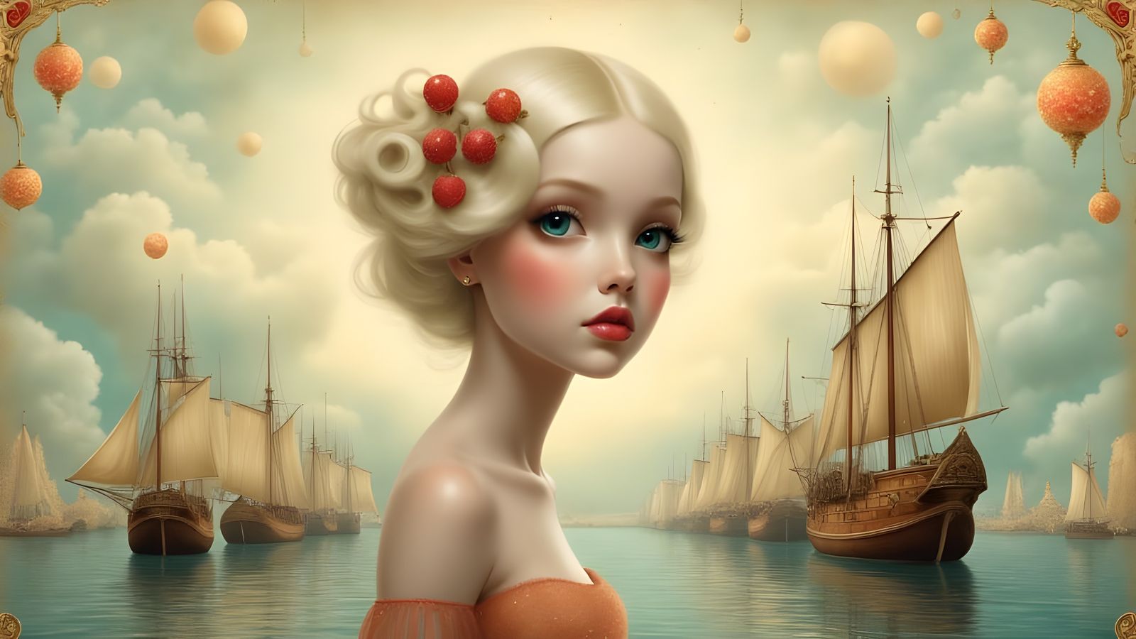 Ethereal Woman by Seaside in Muted Colors