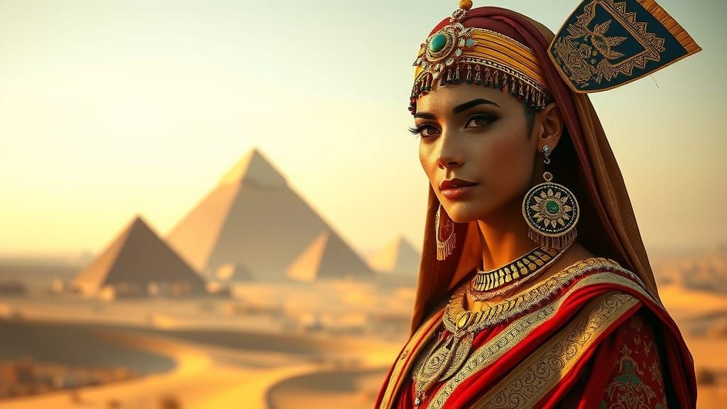 Egyptian Goddess in Golden Splendor