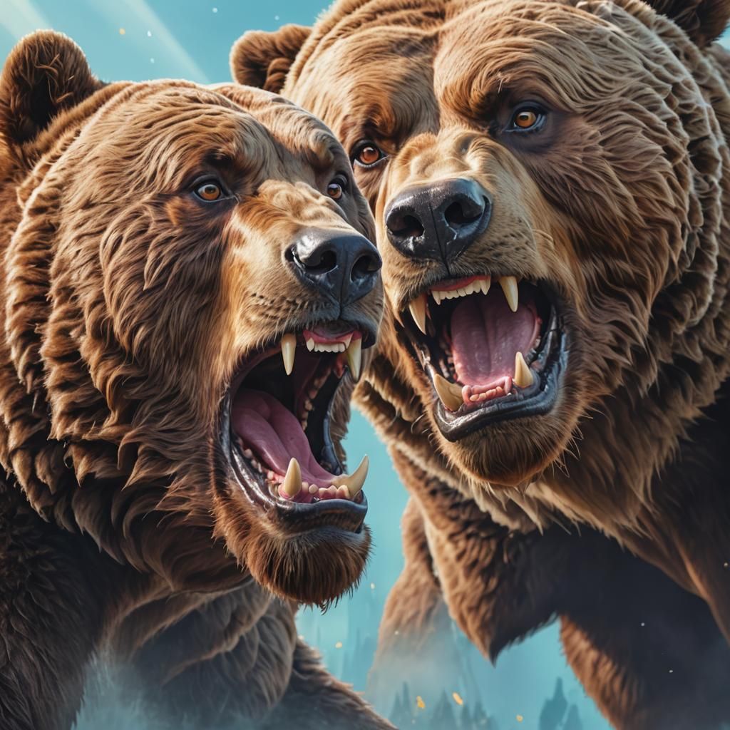 Dwayne Johnson and Grizzly Bear Cartoon Illustration