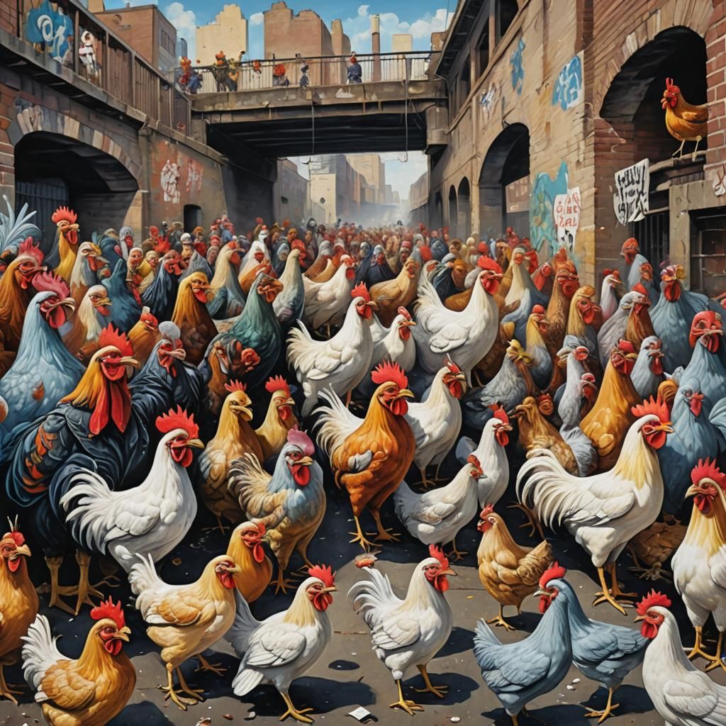 Surreal Chicken Gang Graffiti Art