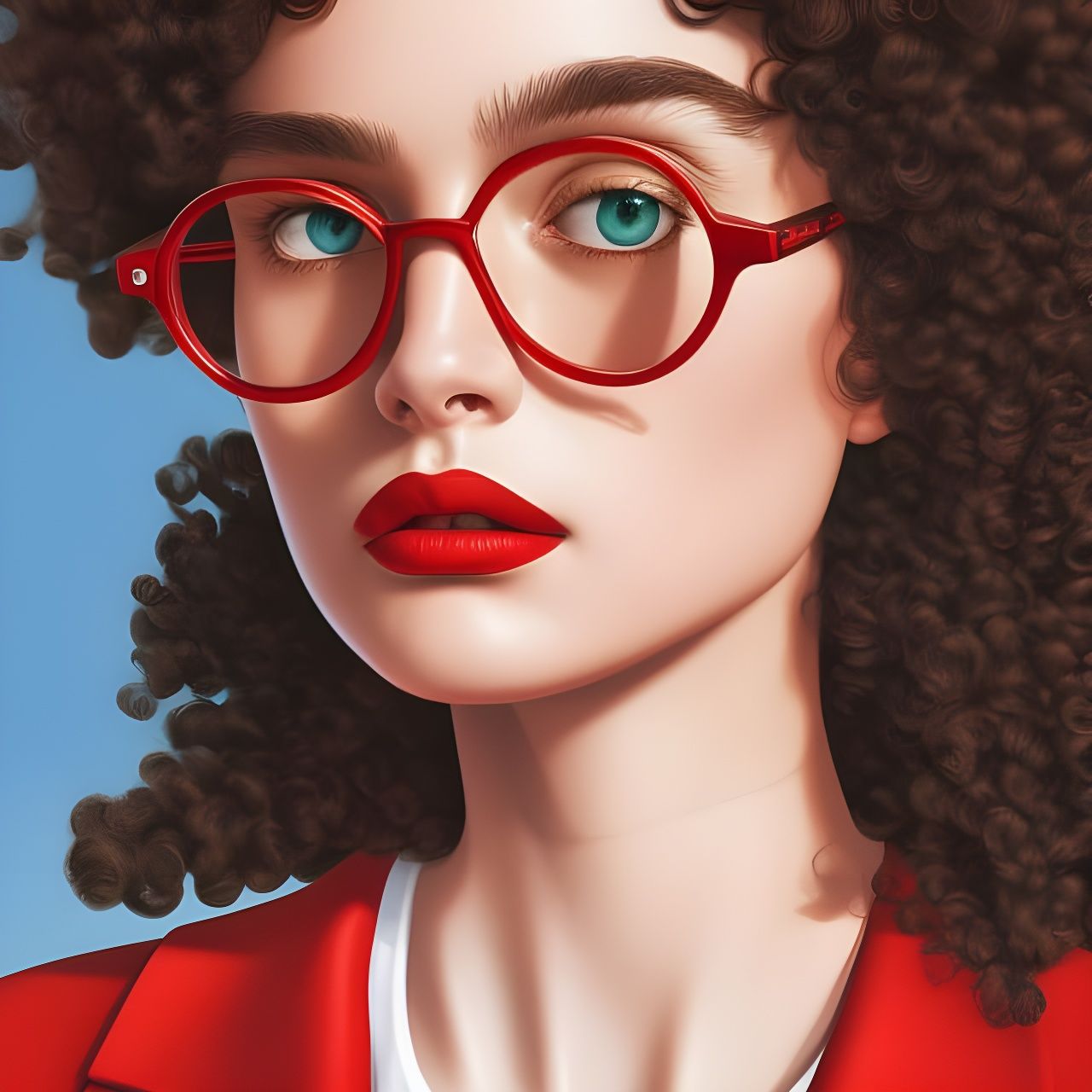 Stylized Digital Illustration of Redhead Girl
