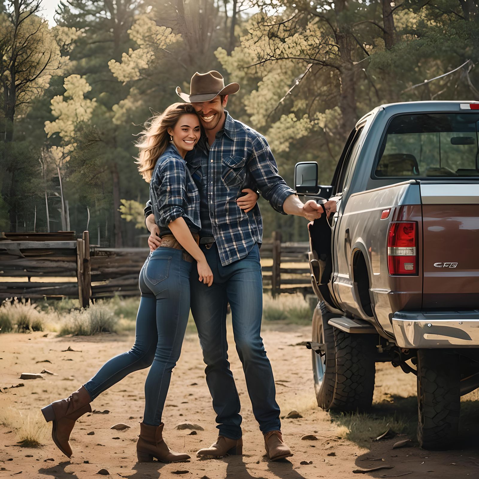 Cowboy Lifts Woman into Truck Bed