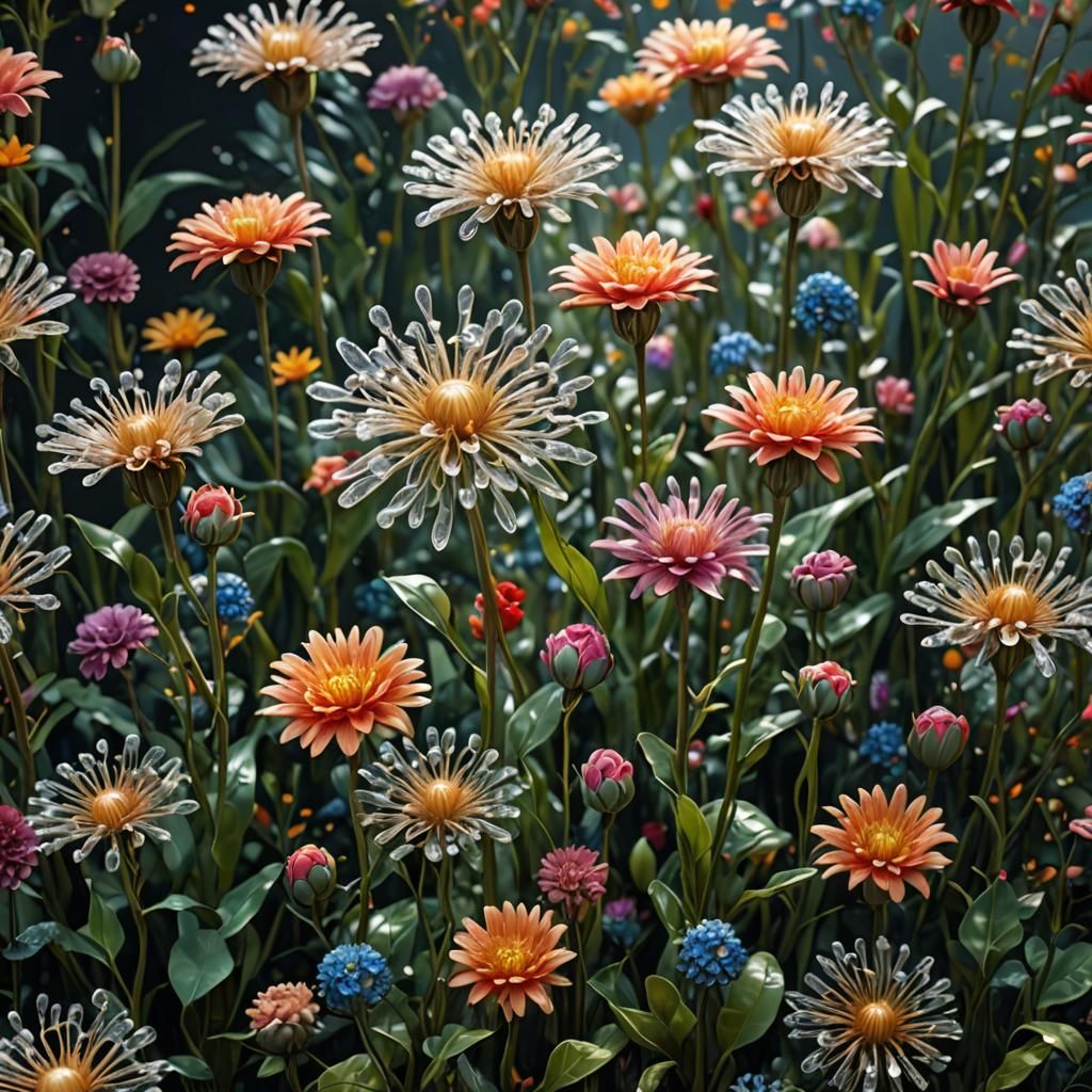 Glowing Neural Garden with Artificial Intelligence