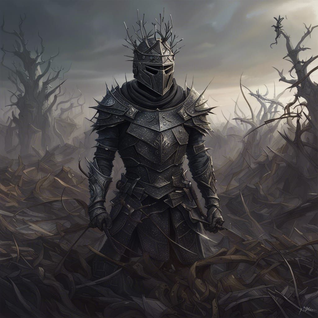 Wasteland Knight in Thorns: Dark Fantasy Art