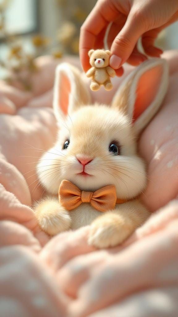 Rabbit's Delight: A Heartwarming Scene in Realistic Style