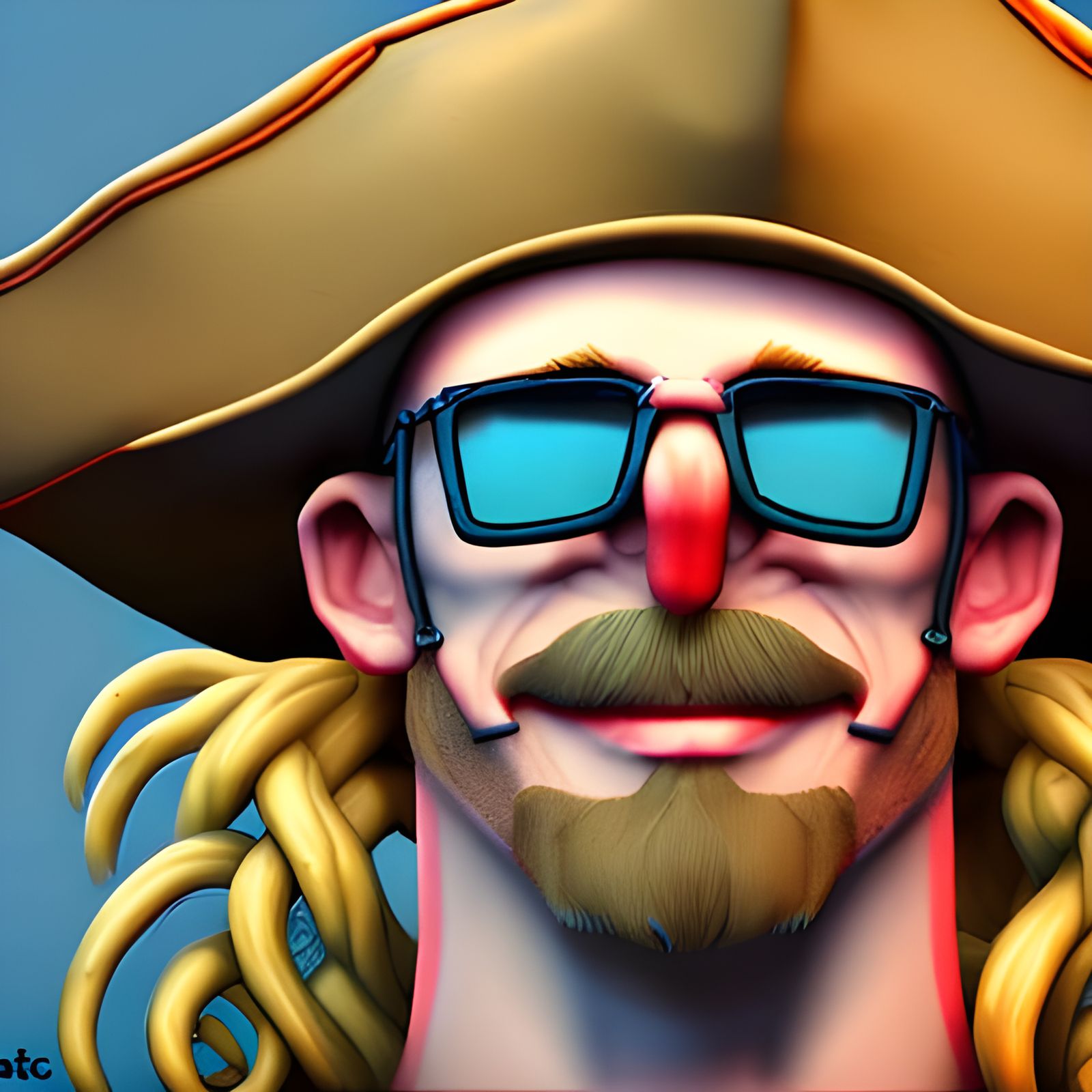 Happy Pirate Portrait in Digital 3D Style