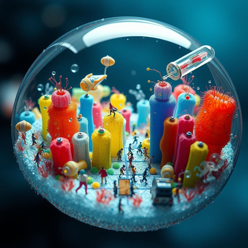 Microbial City in Water Droplet: Macrophotography Masterpiec...