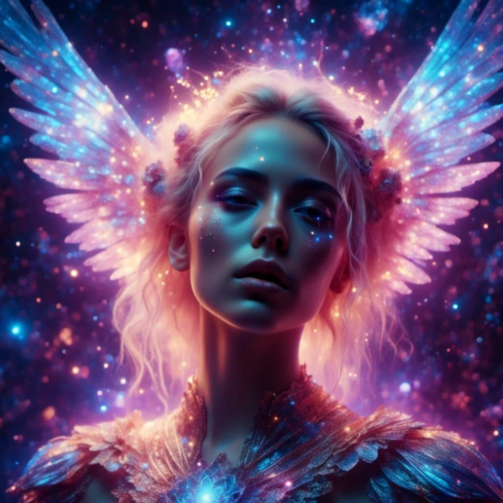 Celestial Angel in Cosmic Space: Digital Matte Painting