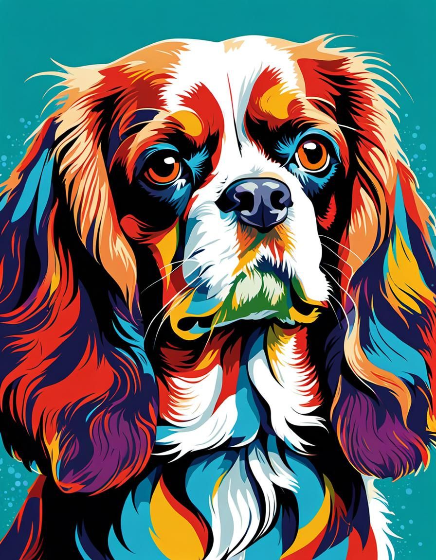Cavalier King Charles Spaniel in Pop Art Style