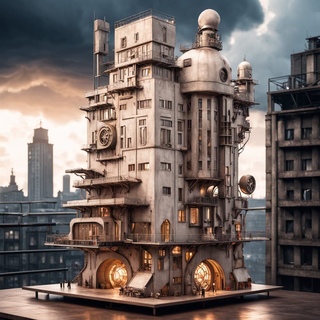 Brutalist architecture model