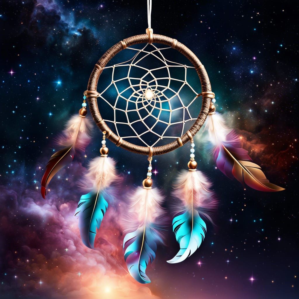 Dreamcatcher with Space Double Exposure