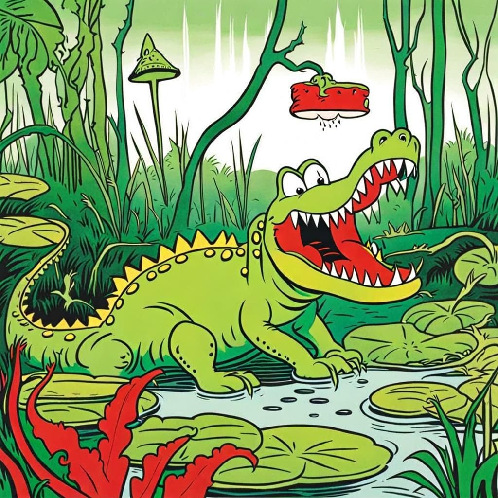 The angry alligator in the slimy swamp by Dr Seuss.