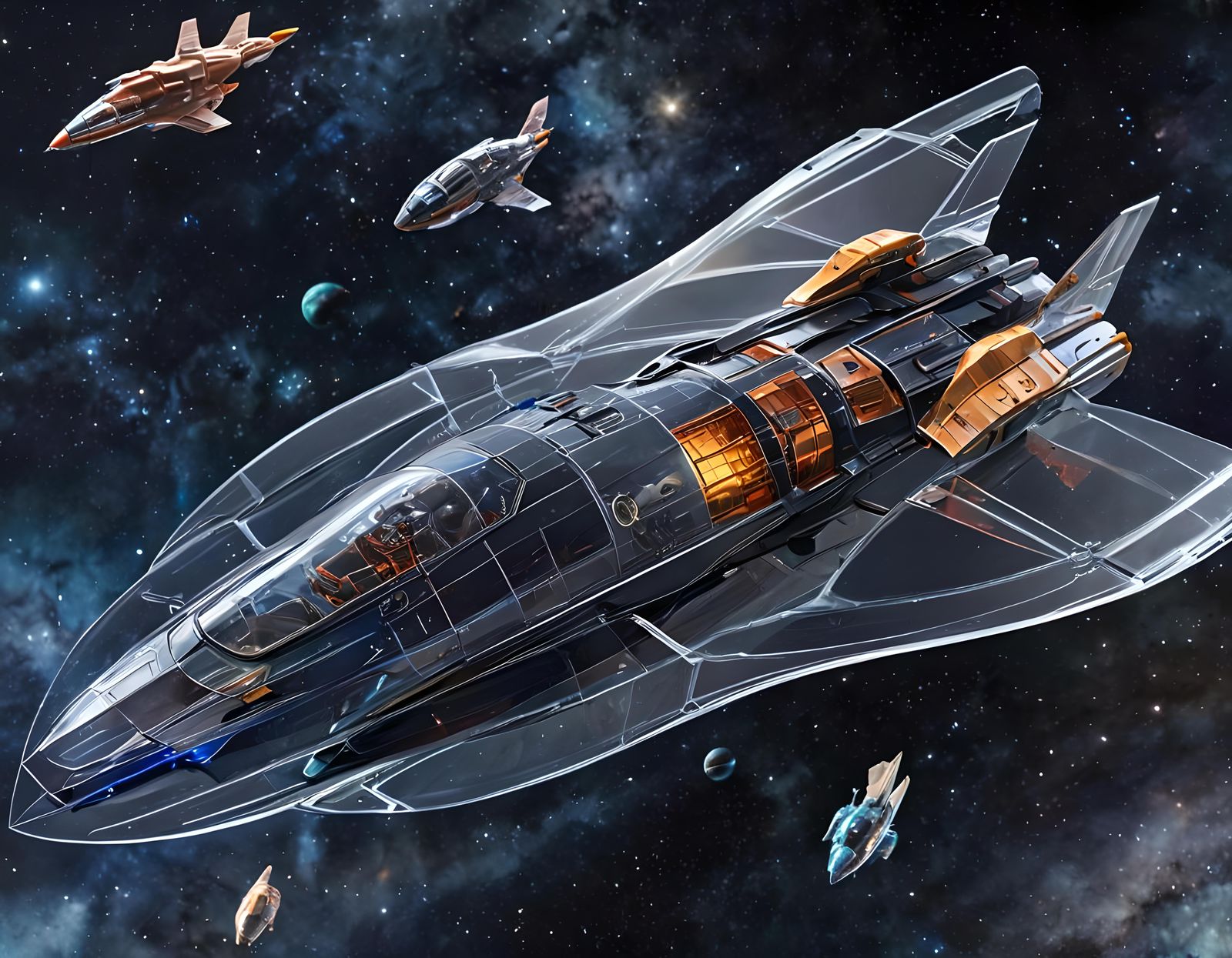 Translucent Starships Explore Deep Space