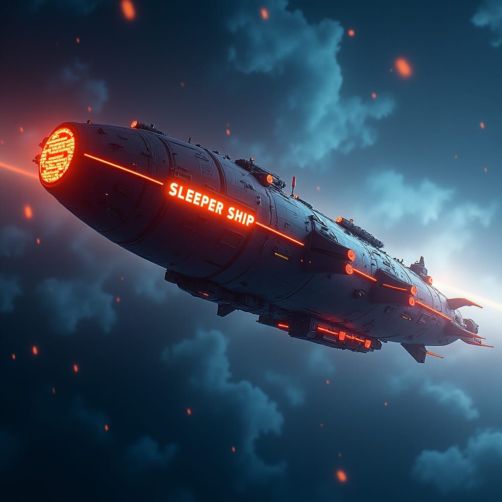 Majestic Sleeper Spaceship Soaring Through the Universe