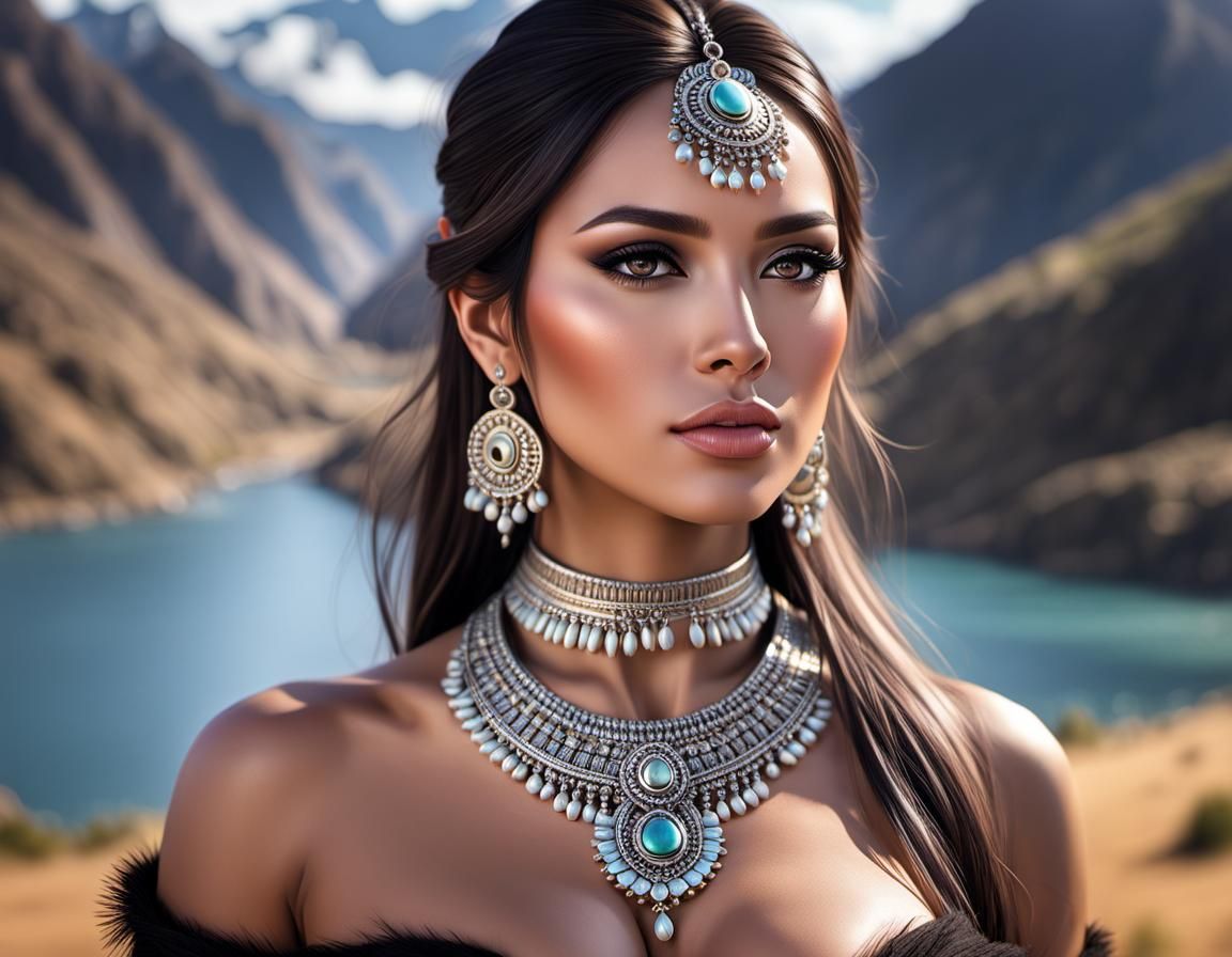 Hyperrealistic Portrait of a Beautiful Peruvian Woman
