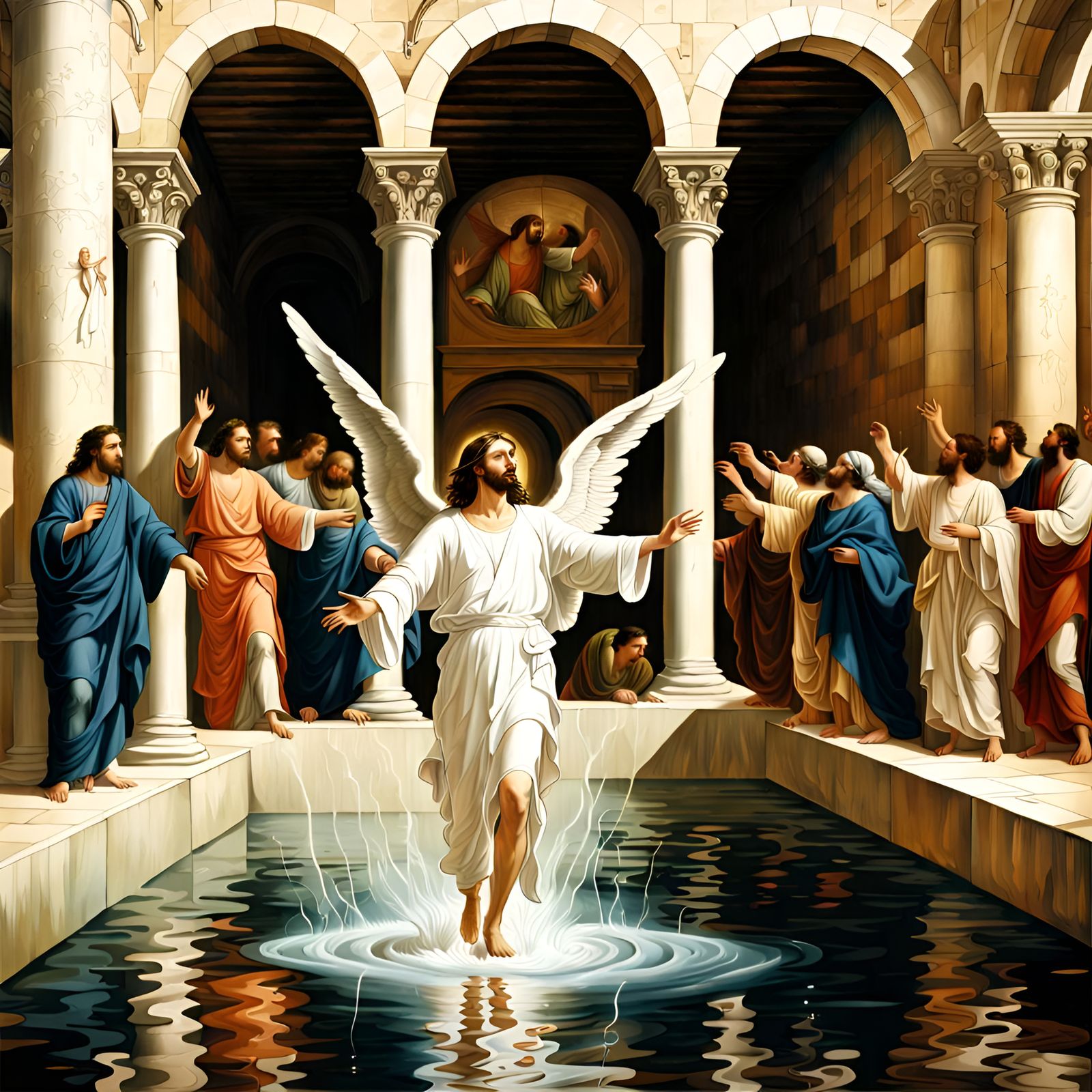 Angel Descends on Bethesda Pool in Jerusalem