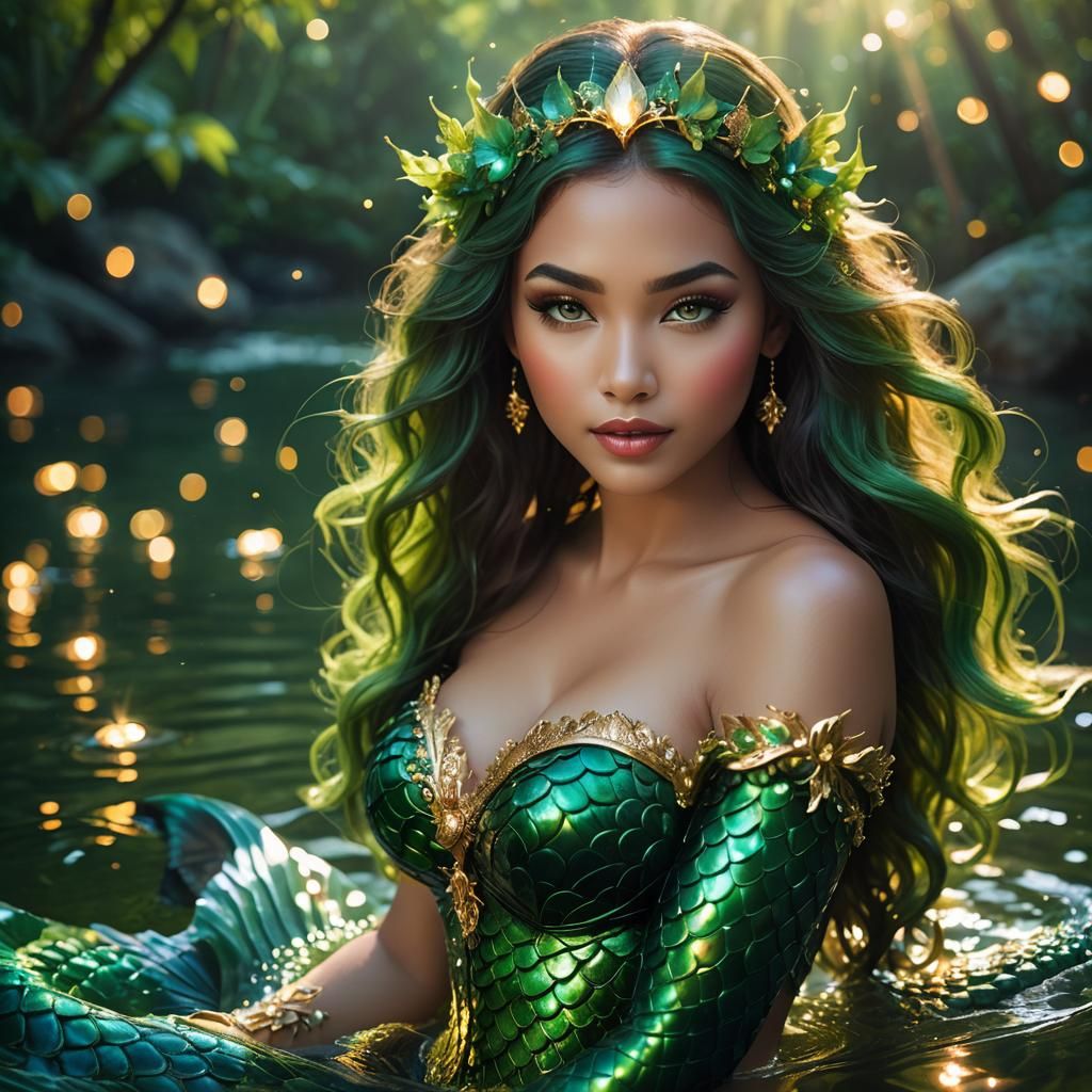 Enchanting Mermaid Siren in a Magical Lake