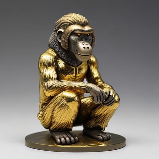 Whimsical Gold Baboon Figure